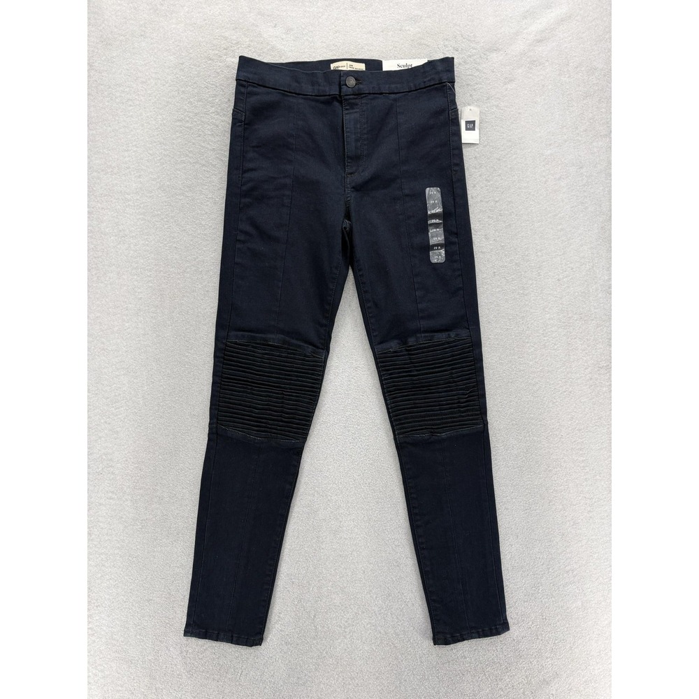 Gap 1969 Sculpt True Skinny Jeans Womens 8 Dark Wash Mid Rise Moto Stretch NWT
